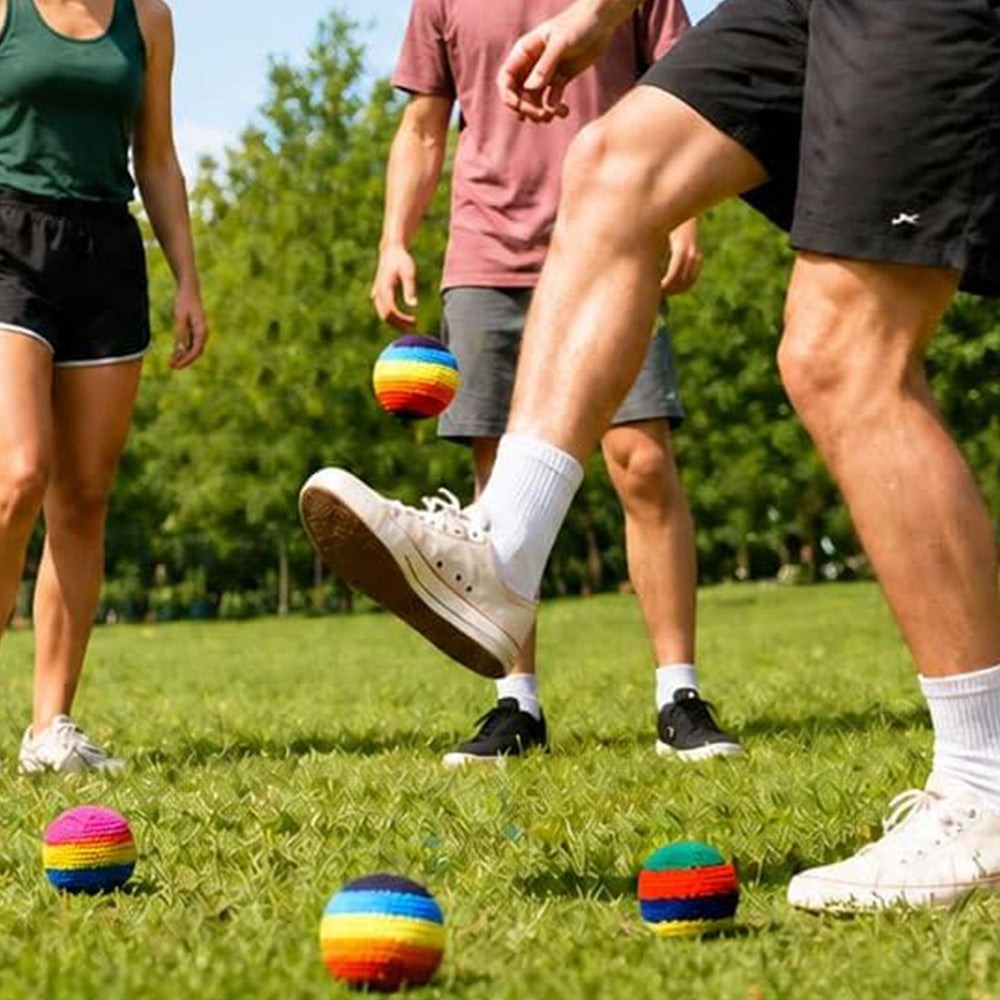 6Pcs Funny Crochet Footbag Woven Kickball Soft Knitted Kick Balls Juggling Balls for Outdoor Play