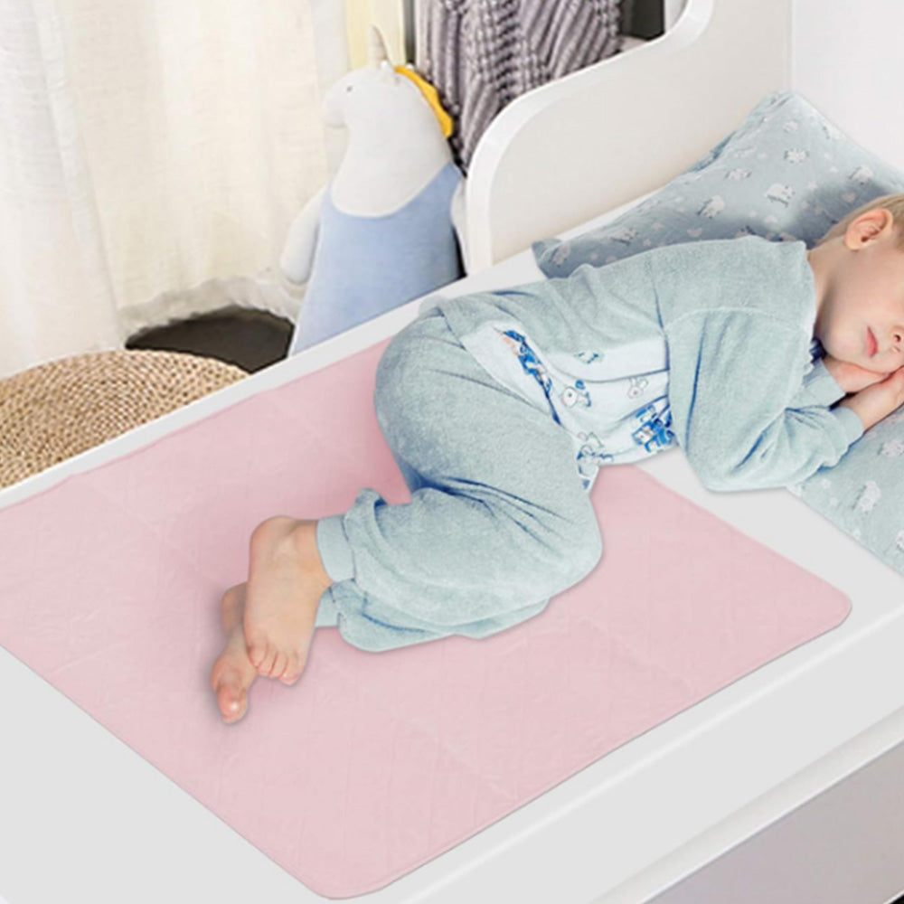 2Pcs Reusable Large Urine Change Mat Water Resistant Nappy Diaper Changing Pad Pink