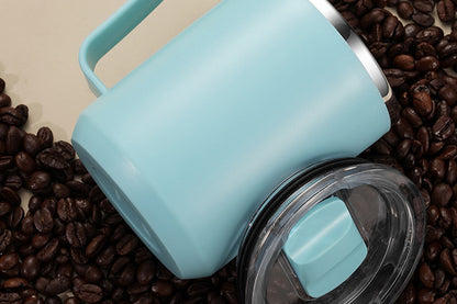 Stainless Steel Insulated Mug 450ml Coffee Mug with Handle Lid-Light blue