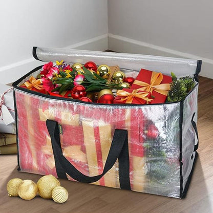 92L Oversized Moving Bag Transparent Christmas Holiday Heavy-Duty Storage Tote