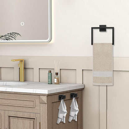 5Pcs Bathroom Towel Bar Set 40cm Stainless Steel Wall Mount Black