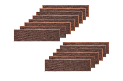 14 Piece Self Adhesive Stair Non-Slip Mat Carpet - Brown