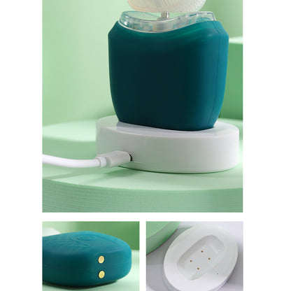 U-Shaped Electric Toothbrush Hands-Free Automatic Toothbrush with Charging Base-Green
