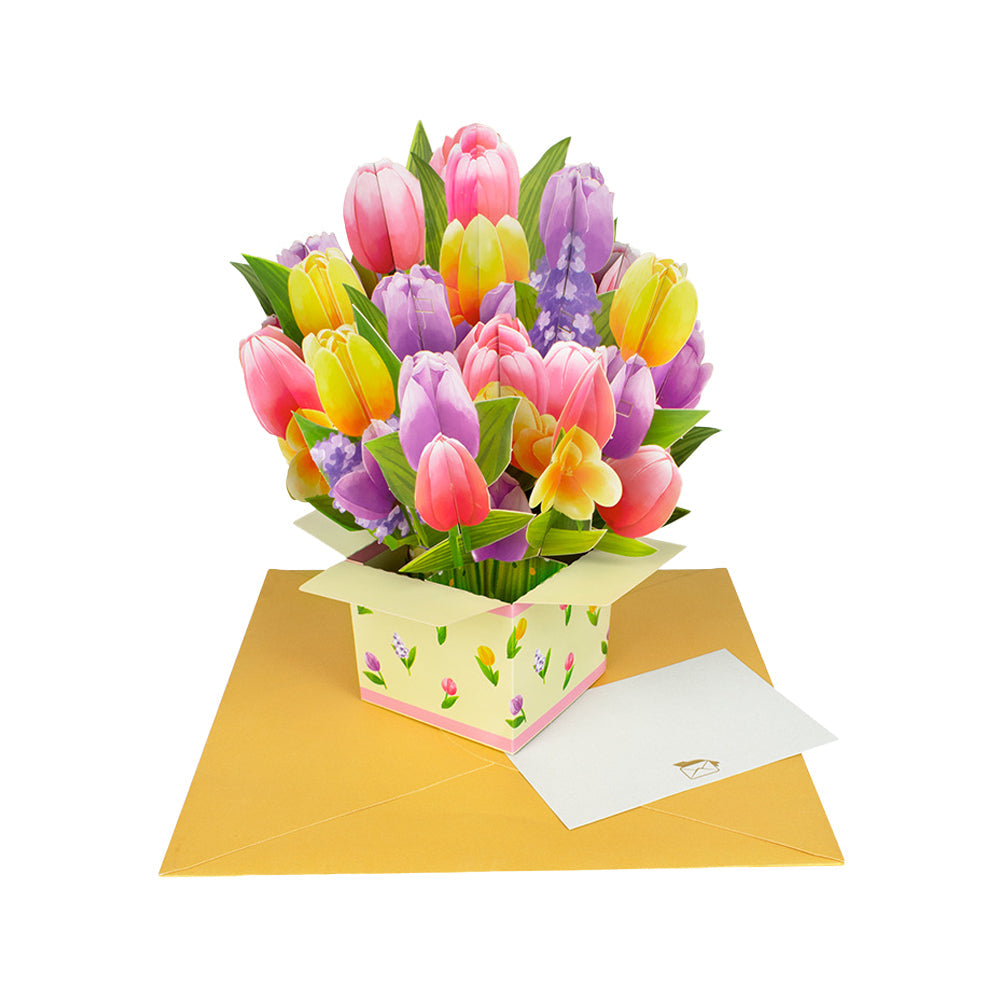 3D Popup Greeting Card Flower Paper Pop Up Cards Flower Bouquet for Mom Wife Style 3