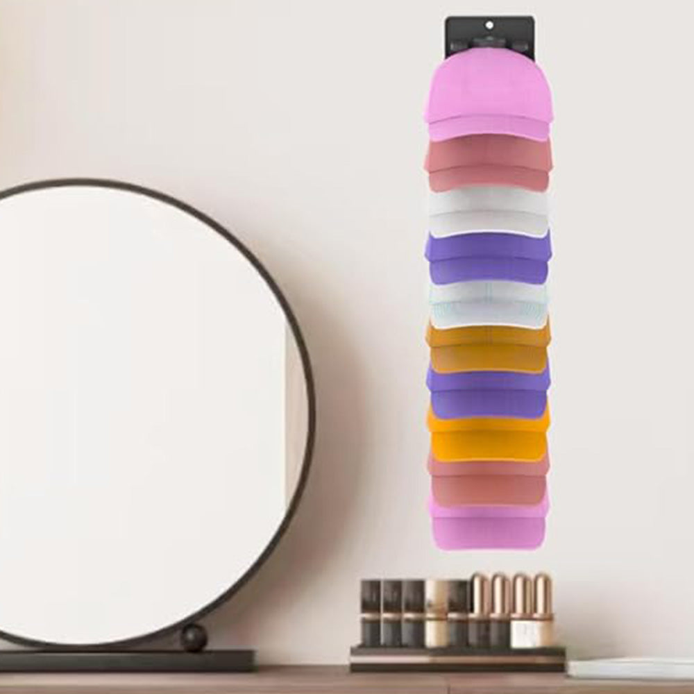 Hat Organizer with Built-In Spring Clips ¨C Baseball Cap Wall Mount Closet Rack Holder