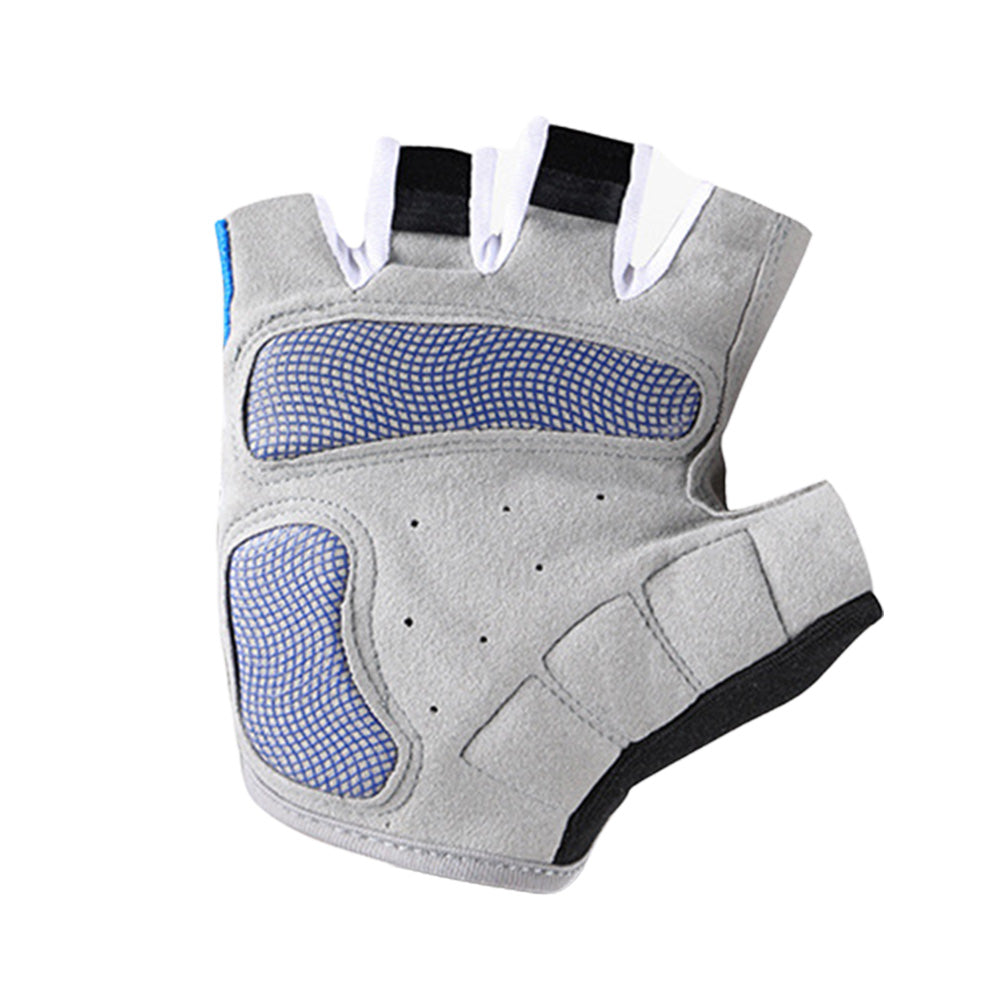 1 Pair Cycling Half Finger Bike Gloves With Anti Slip Pad For Unisex-Blue