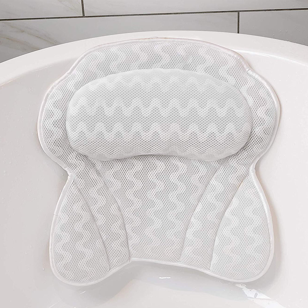 4D Bath Pillows Bathtub Rest Pillow Spa Neck and Back Support Headrest with Suction Cups Style 3