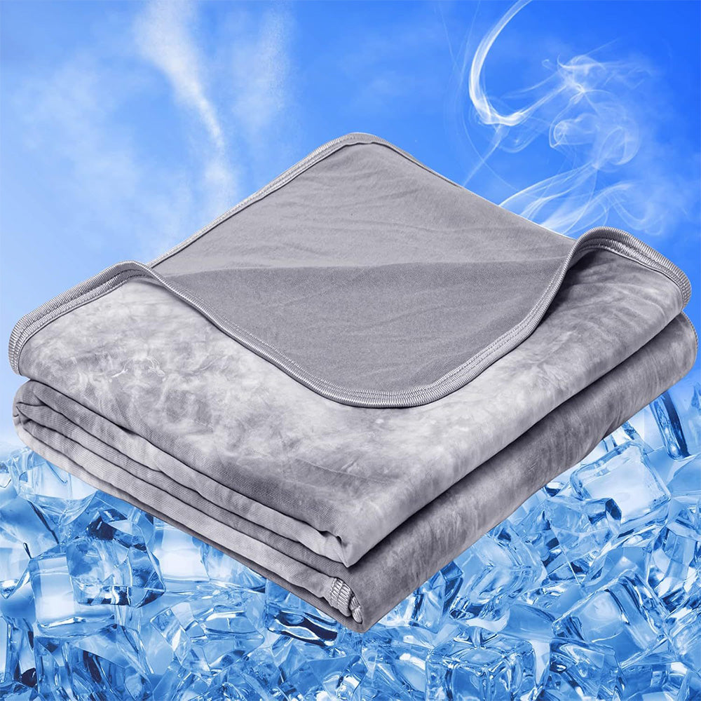 Cooling Summer Blanket Lightweight Cold Throw for Hot Sleepers Gray