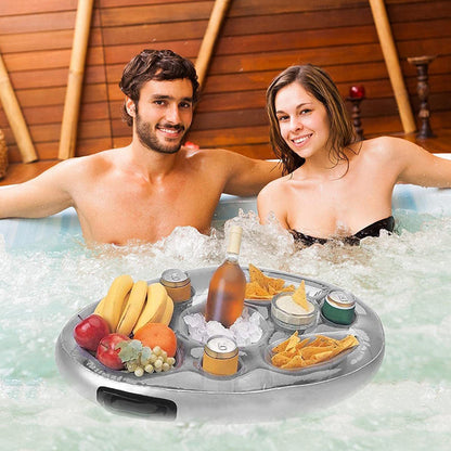 Inflatable Drink Holder Floating Holder with 8 Holes for Pool Drink-Grey