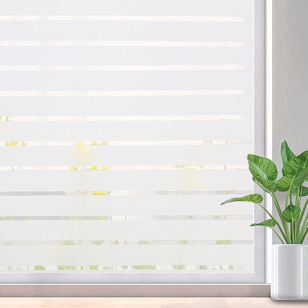Frosted Stripe Glass Window Privacy Film Static Window Sticker Office Bathroom Decor