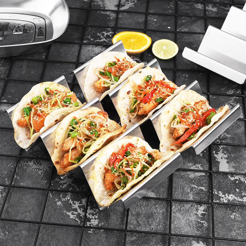 4Pcs Stainless Steel Taco Stand Rack Oven Safe Taco Holder