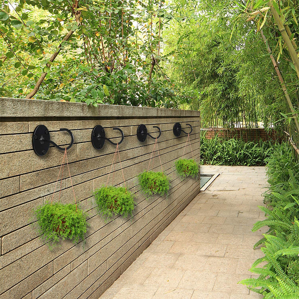 2Pcs Ceiling Swag Hook Metal Plant Bracket Wall Mount for Hanging Plants Black