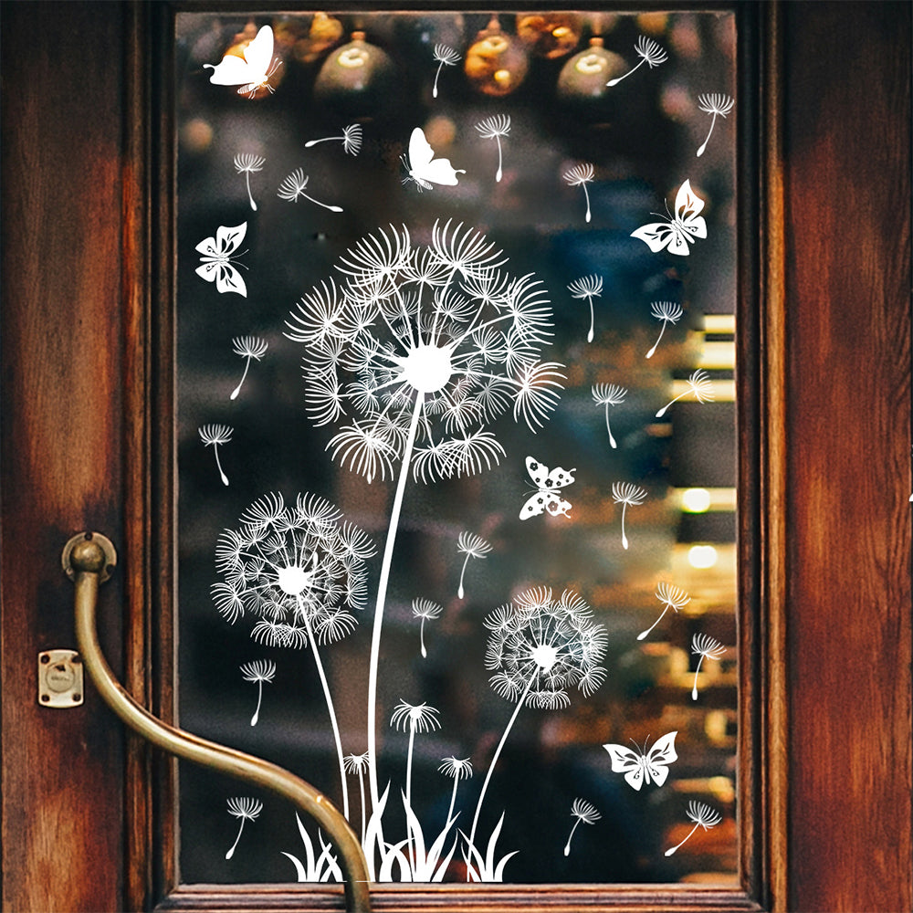 Dandelion Wall Decals Flying Flowers Butterflies Wall Stickers Plants Wall Art Living Room Bedroom Decor