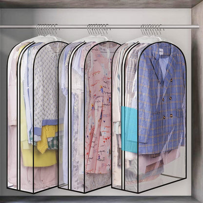 3Pcs Set Transparent Garment Bags Dustproof Hanging Suit Bags for Closet Storage