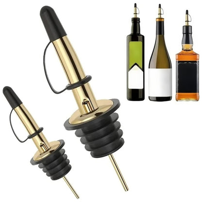 12Pcs Stainless Steel Non Drip Wine Pourers with Dust Caps-Gold