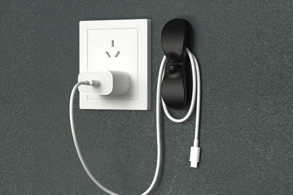 Self Adhesive Small Appliances Cord Wraps Kitchen Cord Organizer Electrical Appliance Holder-Black