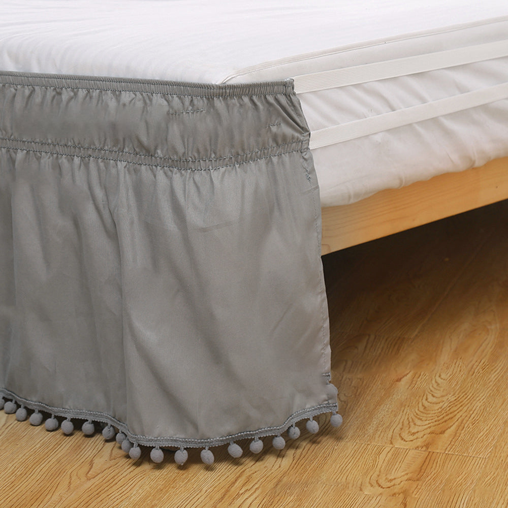 Pompom Fringe Bed Skirt Ruffle Valance Bed Wrap Valance Gray