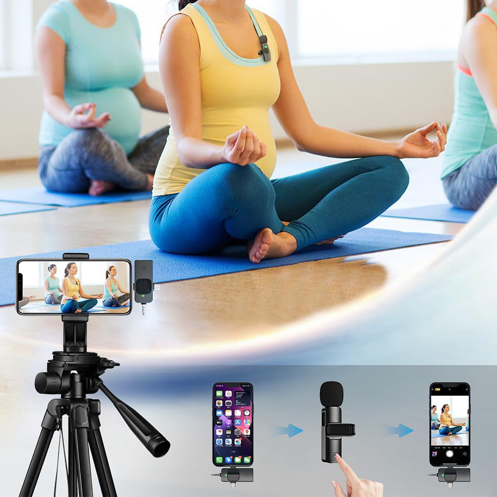 Wireless Lavalier Microphone with 3-in-1 Receiver Dual Lapel Mic for Video Recording Vlog