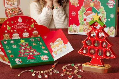 Christmas Advent Calendar Bracelet DIY Jewelry Blind Box Christmas Tree Gift Set