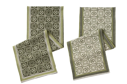Heavy Rustic Table Runner Imitation Linen Braided Macrame Table Runner -Green