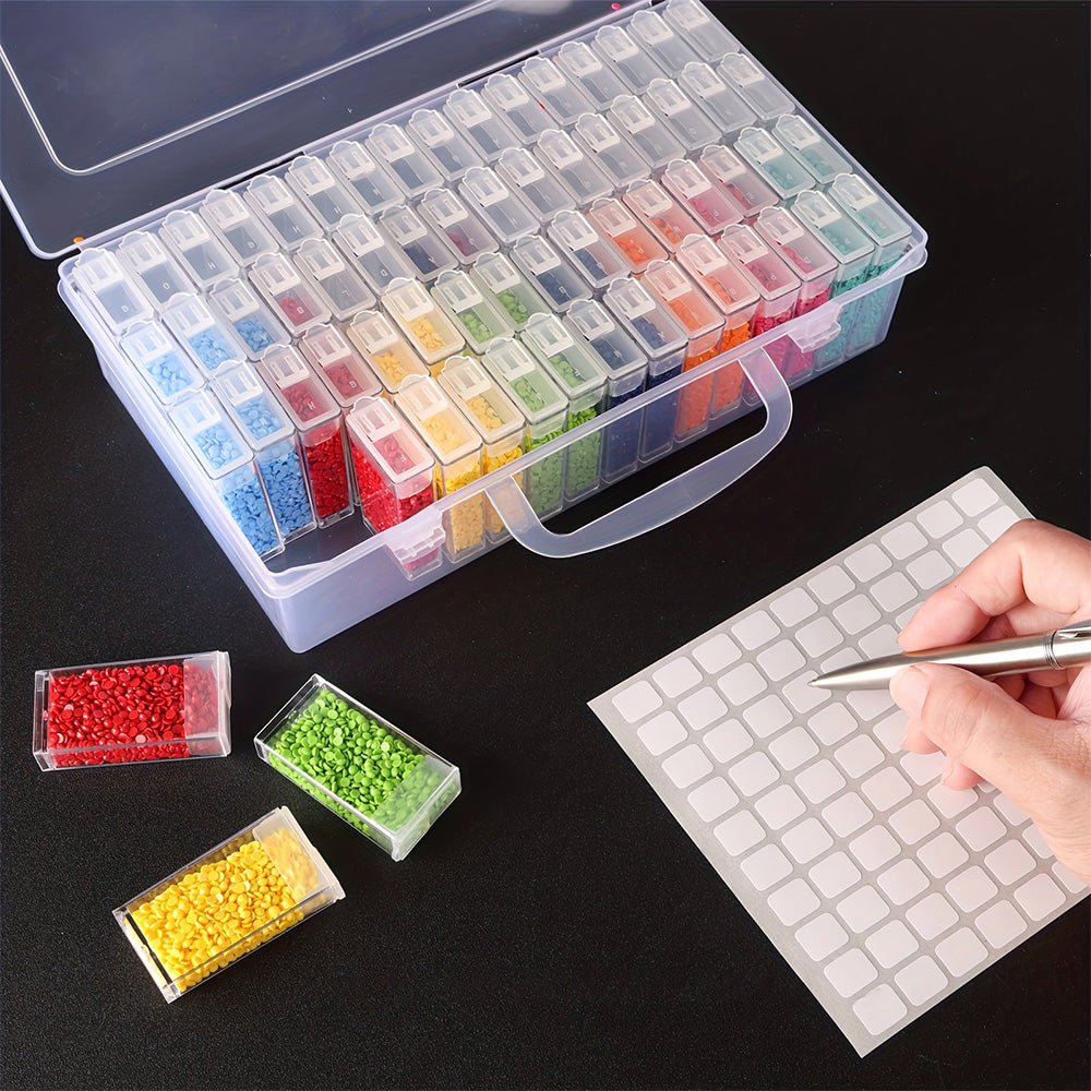 64-Compartment Storage Organizer Box for Diamond Painting Beads & Accessories