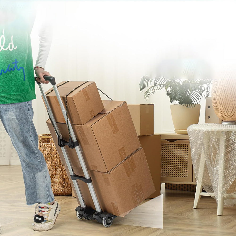 Small Folding Hand Truck with 2 Wheels Foldable Luggage Cart for Airport Travel Moving