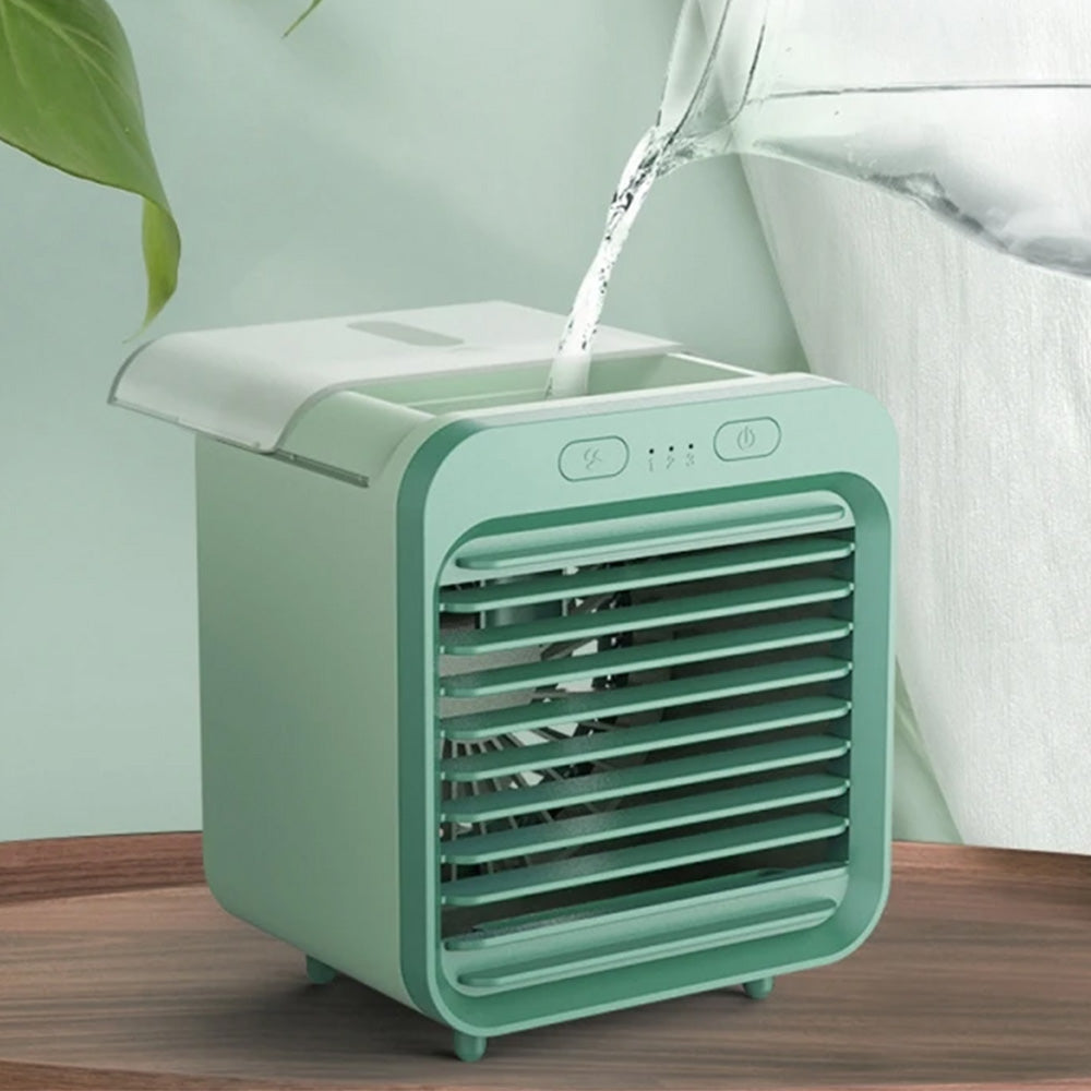 Portable Air Conditioner Fan 3 Speeds Cooling Humidifier Fan for Room Desk Bedroom Office Green