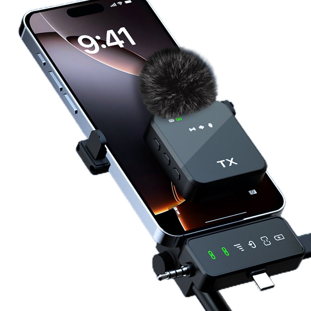 3-in-1 Wireless Lavalier Microphone 2.4G Plug and Play Mini Microphone for Recording Interview Vlogs