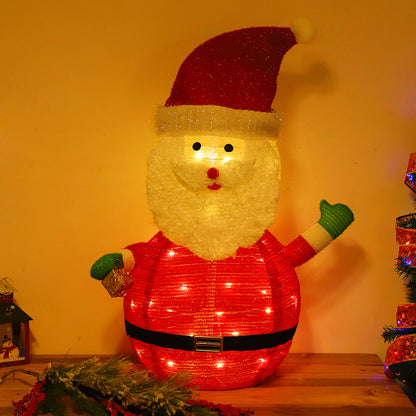 Telescopic Christmas Yard Signs with Stakes Lighted Xmas Signs Indoor Outdoor Decor Santa Style