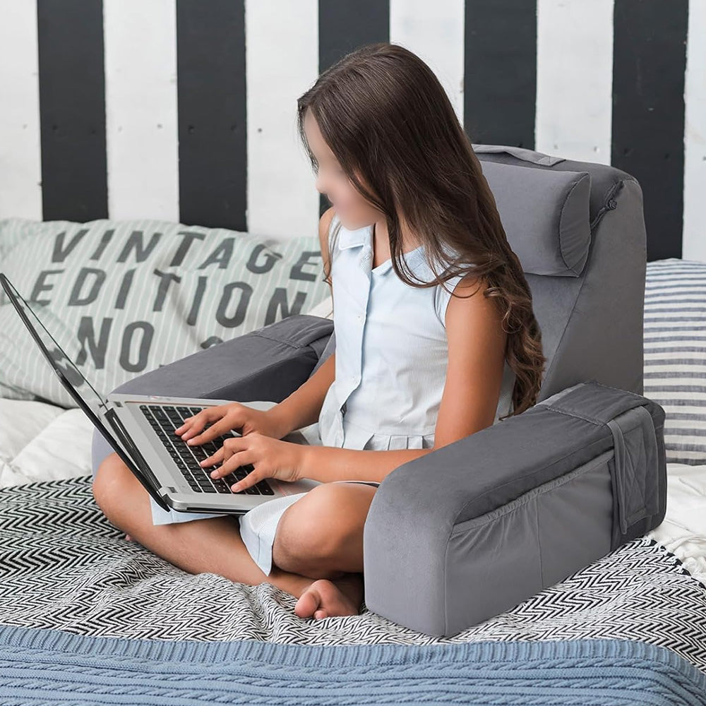 Adjustable Detachable Backrest Reading Pillow for Sitting in Bed-Grey