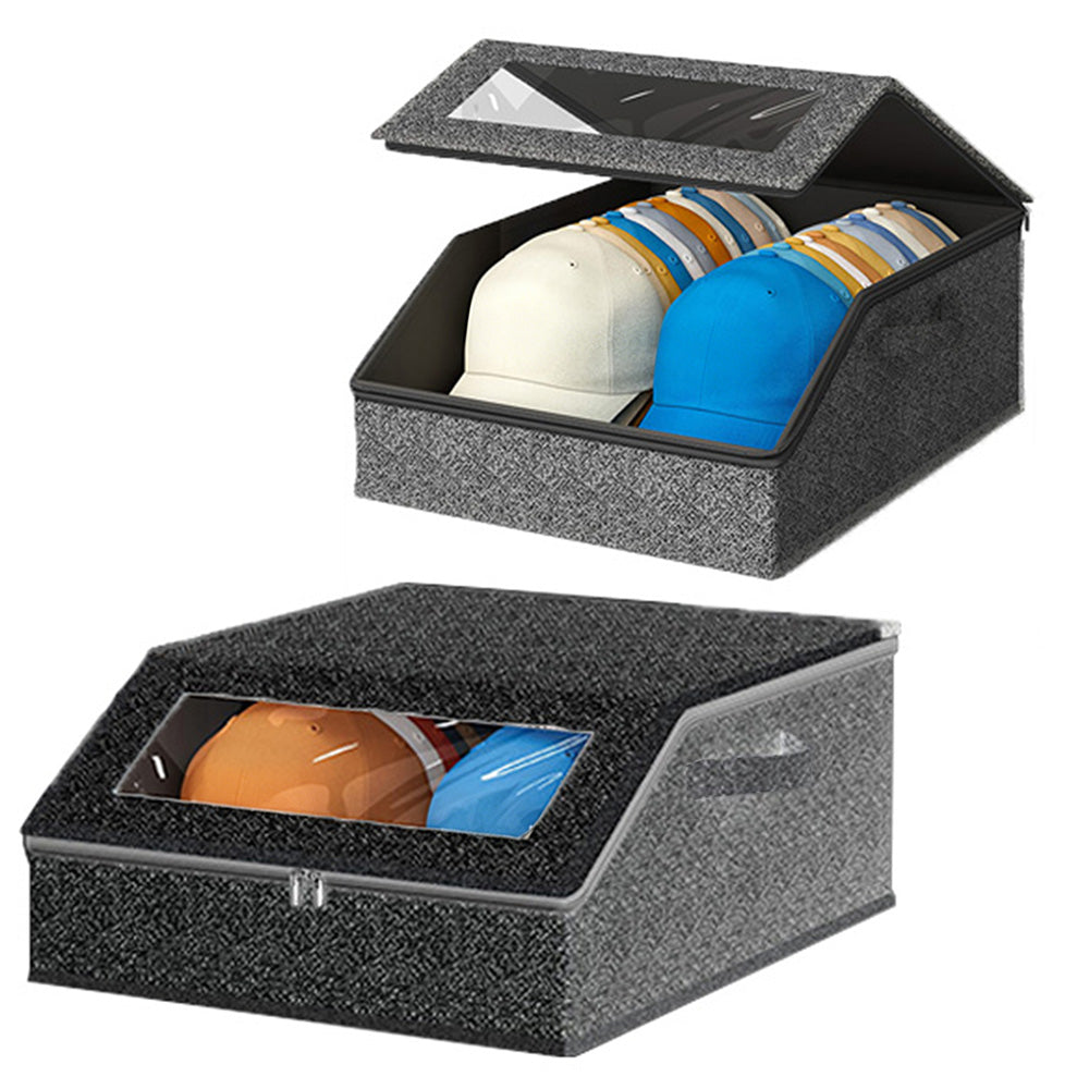 Large Capacity Hat Organizer Box Holds 30 Hats for Baseball Cap -Black