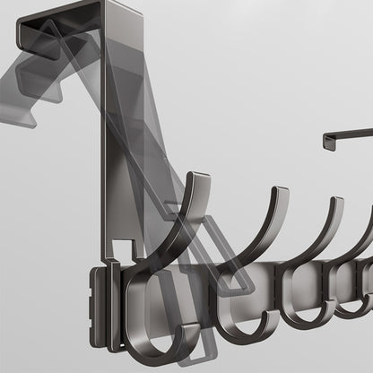Over The Door Hooks Sturdy Door Hanger with 6 Hooks for Bathroom Bedroom-Grey