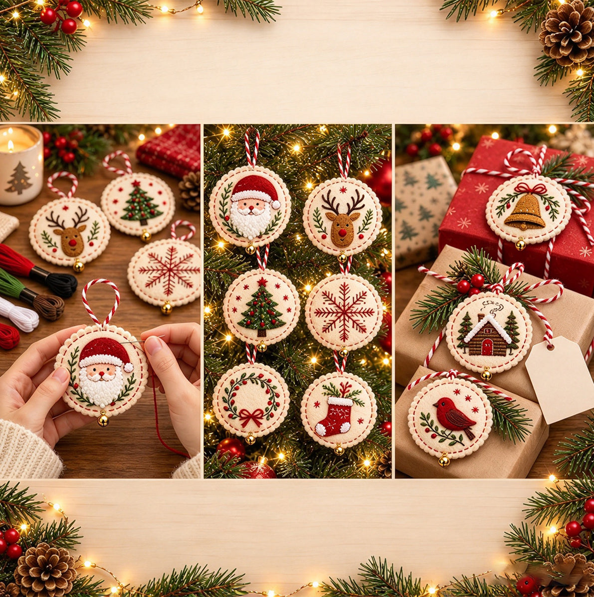 Christmas DIY Embroidery Felt Hanging Ornament Craft Kit For Adult - Santa Claus