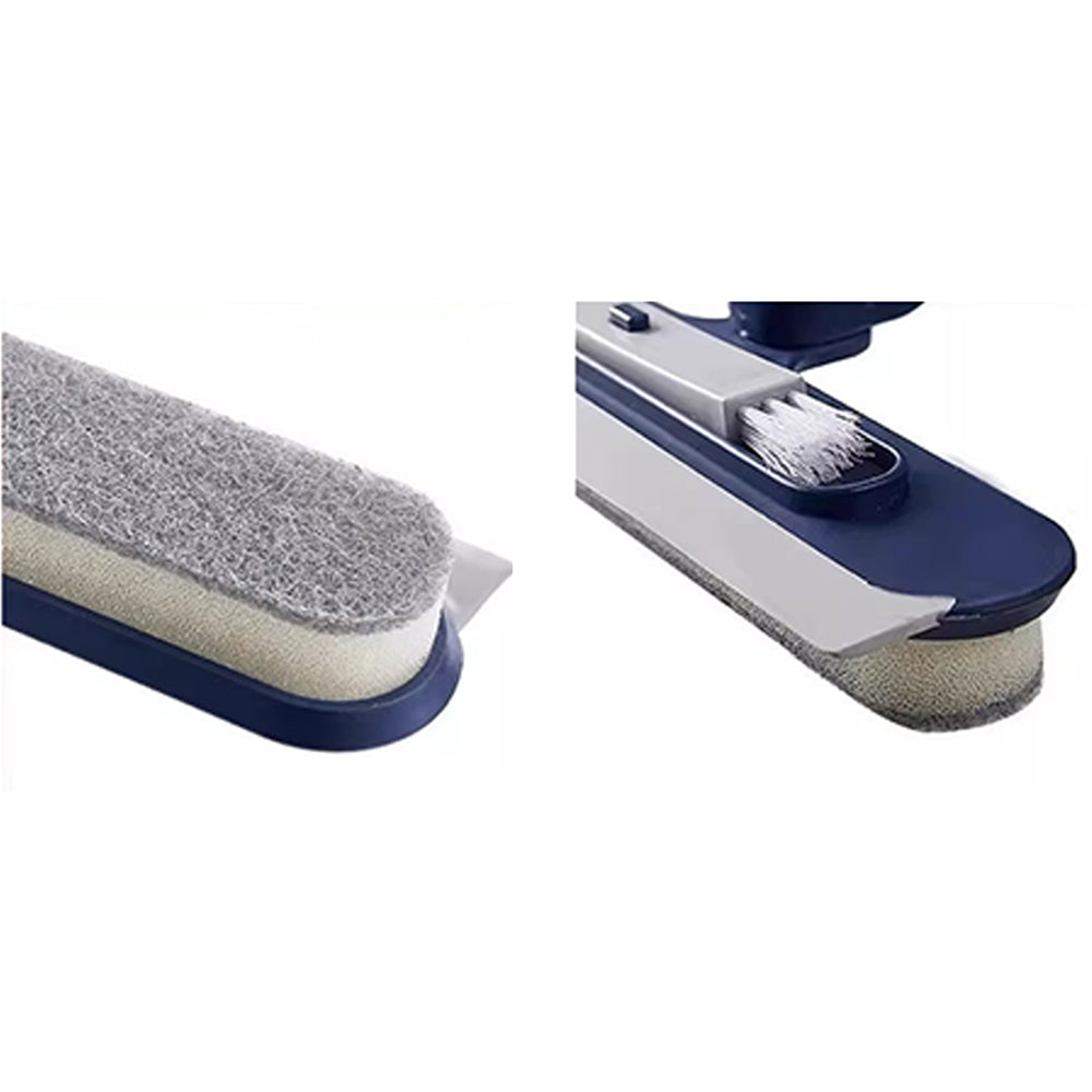 Telescopic Window Cleaner Tool with Squeegee and Scrubber-Blue