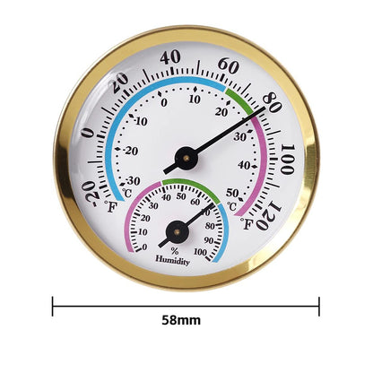 2Pcs 58mm Aluminum Thermometer & Hygrometer Gauge