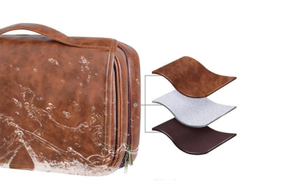 Hanging Toiletry Bag 3-in-1 Water-Resistant PU Travel Organizer Cosmetics Makeup Shaving Case