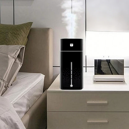 1L Ultrasonic Air Humidifier Cool Mist with 7 Color LED Light for Bedroom Office Desktop Home-Black