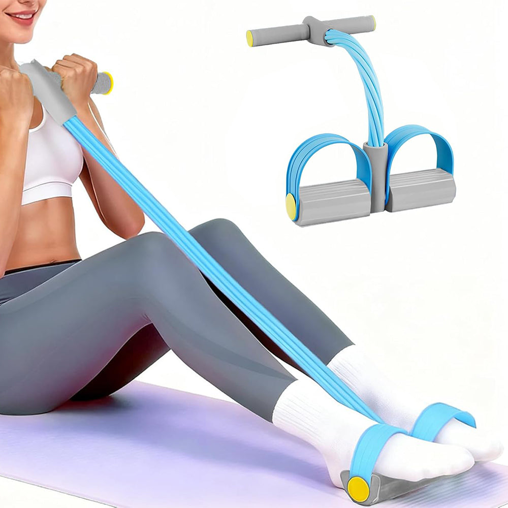 6 Tube Multifunction Pedal Resistance Band with Hand for Sit Up Home Gym Workout-Blue
