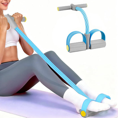 6 Tube Multifunction Pedal Resistance Band with Hand for Sit Up Home Gym Workout-Blue