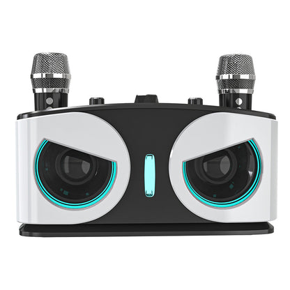 Wireless Bluetooth Karaoke Speaker with 2 Microphone Home KTV Set White