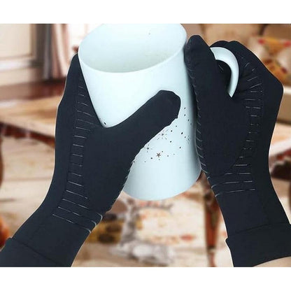 Full Finger Copper Arthritis Compression Gloves with Touchscreen Tips for Tendonitis