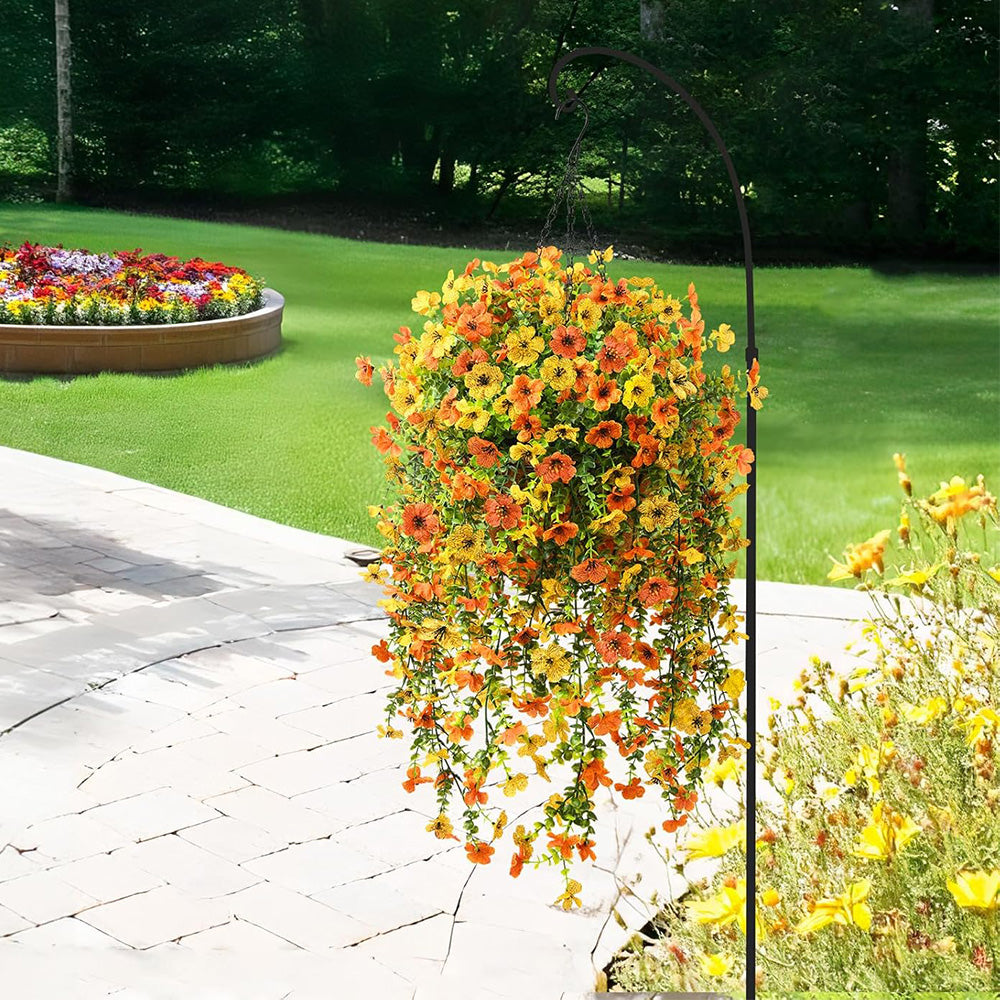 2Pcs Artificial Flowers Outdoor Hanging Faux Floral Decor for Planter Basket Window Box-Orange