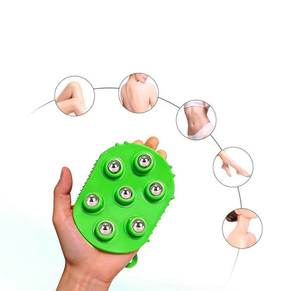 2Pcs Roller Ball Massager Glove Lymphatic Massage Fascia Muscle Release for Back-Green