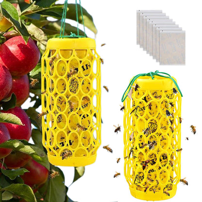 2 Pack Wasp Trap with 8 Stickers Outdoor Hanging Reusable Yellow Jacket Catcher