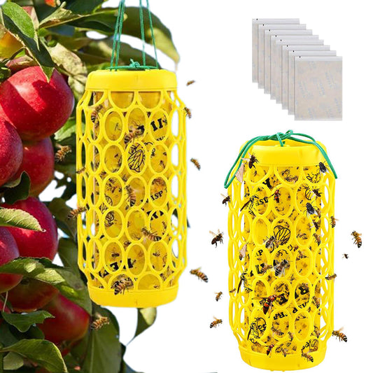 2 Pack Wasp Trap with 8 Stickers Outdoor Hanging Reusable Yellow Jacket Catcher