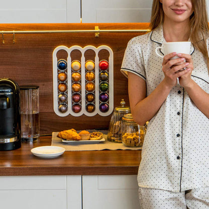 Magnetic Wall Mounted Coffee Pod Rack for Nespresso Vertuo Capsules Capsule Holder White