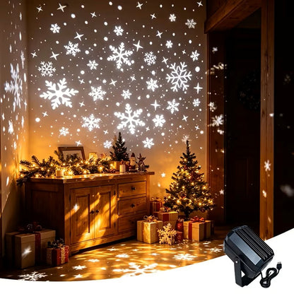 5V USB Christmas Holiday Projector Light for Indoor Outdoor Decor - Snowflake