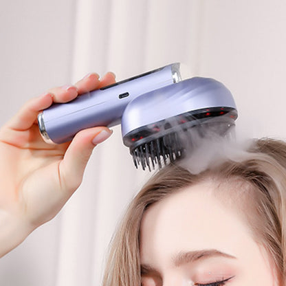 Wireless Electric Hair Comb with Vibration and Oil Mist Spray-Blue