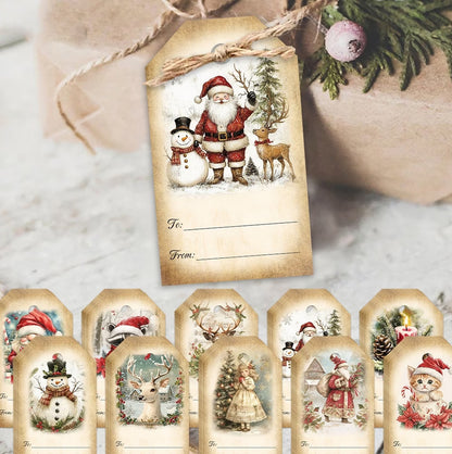 40 Pack Engineered Wood Christmas Gift Tags with Hanging String