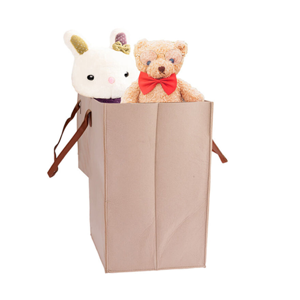 Stair Step Basket with Handle Foldable Storage Bag Beige